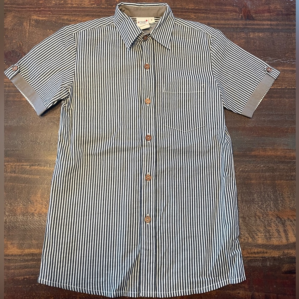 Navy striped shirt